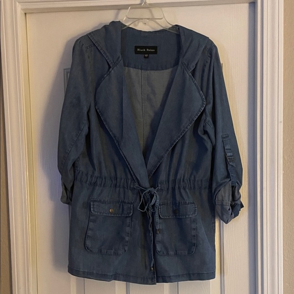 Black Rainn Women's Denim Blue Utility Jacket - Picture 2 of 4